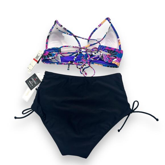 NEW Salt + Cove Mix & Match Bikini Set Size XS / Small Black Purple Paisley Boho - Picture 2 of 16